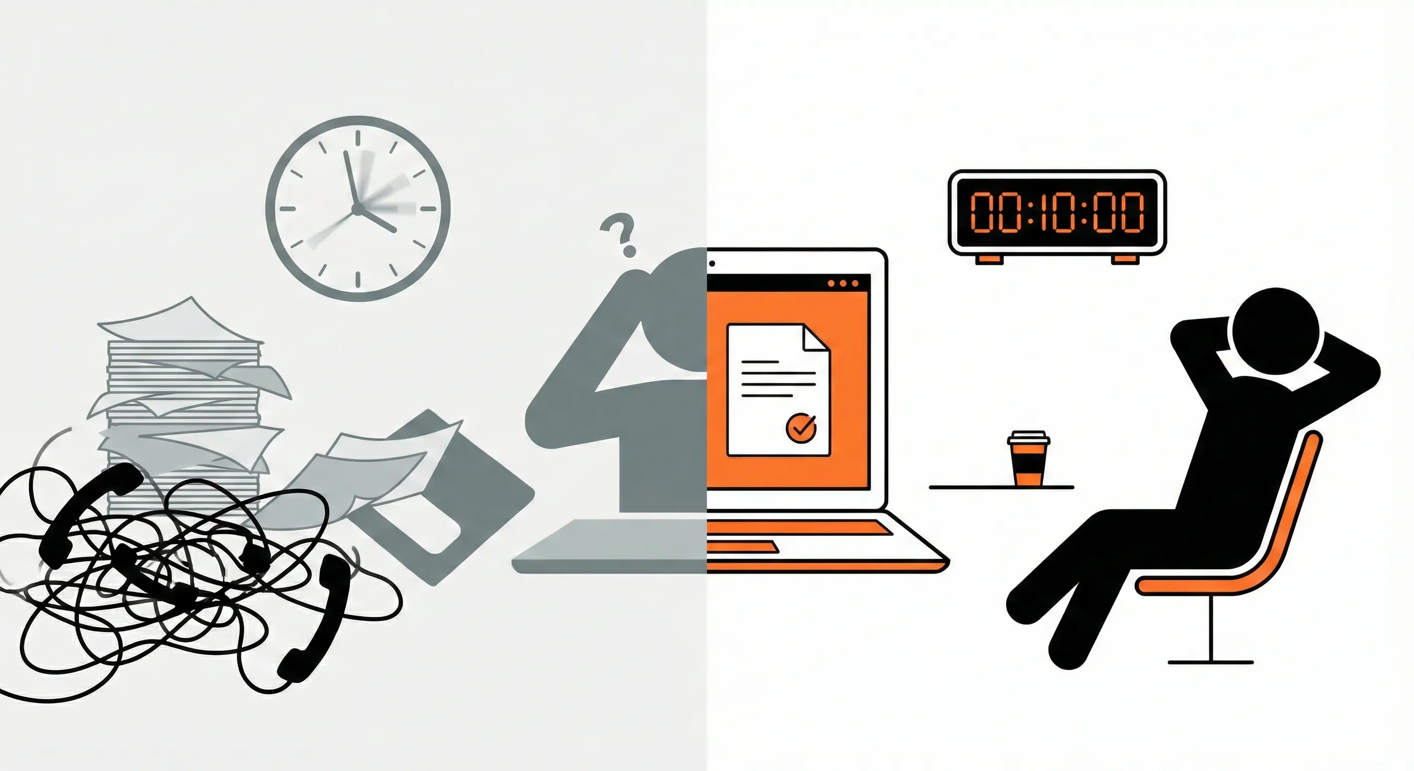 Traditional energy broker complexity compared to Meet George's simple digital switching process